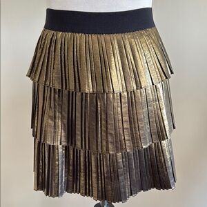 BCBGMaxAzria Black and Gold Mini Tiered Cocktail Skirt